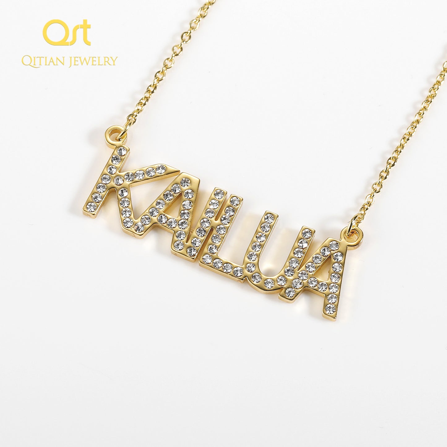 Crystal Pendant Custom Name Necklace