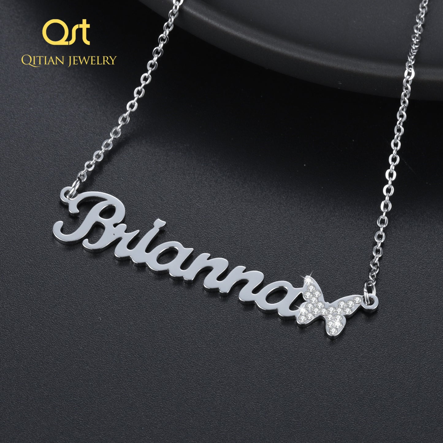 Custom Name Bling Iced Out Butterfly Necklaces QN20757