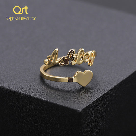 Filled Heart Name Ring Unique Ring QR320