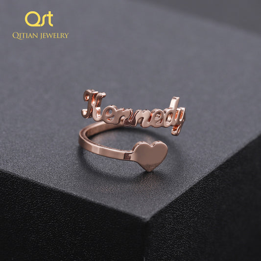 Filled Heart Name Ring Unique Ring QR320