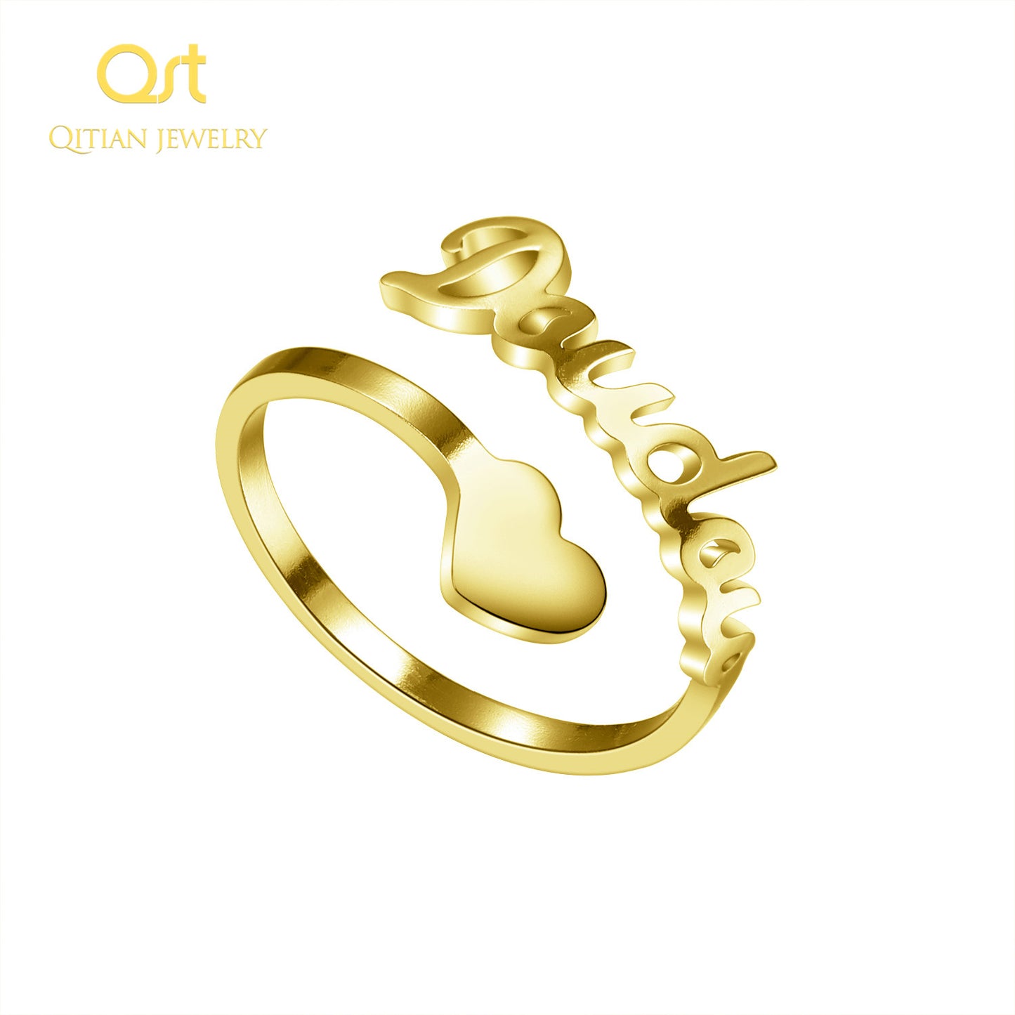 Anneau de nom de coeur rempli Anneau unique QR320
