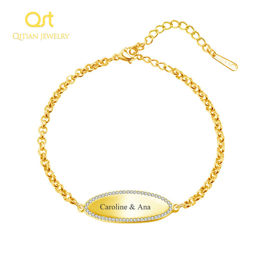 Iced Out Bracelets Custom Engraved Cuff Bangle