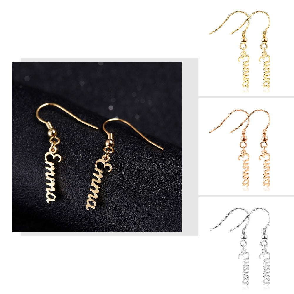 Boucles d'oreilles pendantes avec nom QE301