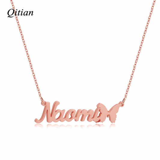 Name Necklace With Butterfly Symbol