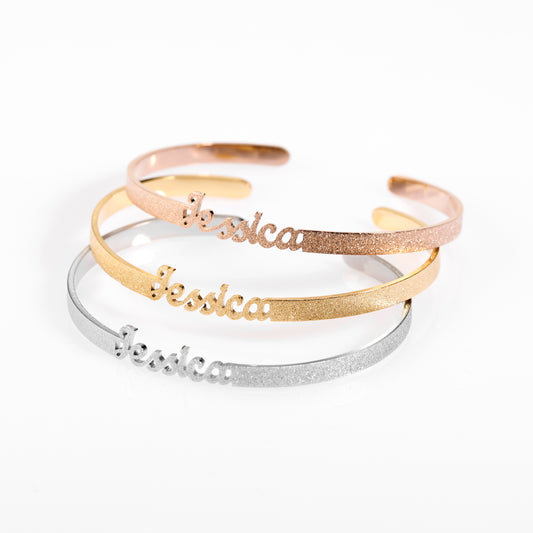 Personalized Frosted Name Bangles & Bracelet Adjusted