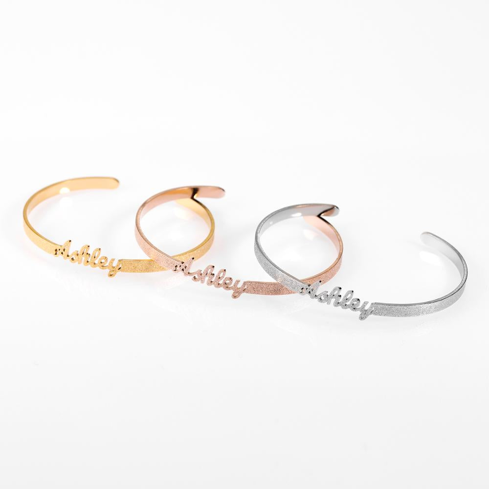 Personalized Frosted Name Bangles & Bracelet Adjusted