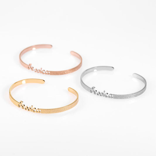 Personalized Frosted Name Bangles & Bracelet Adjusted