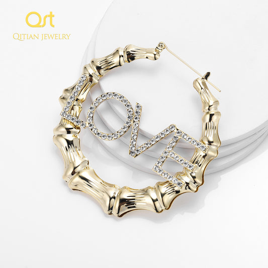 Custom Bamboo Circle Round Earrings