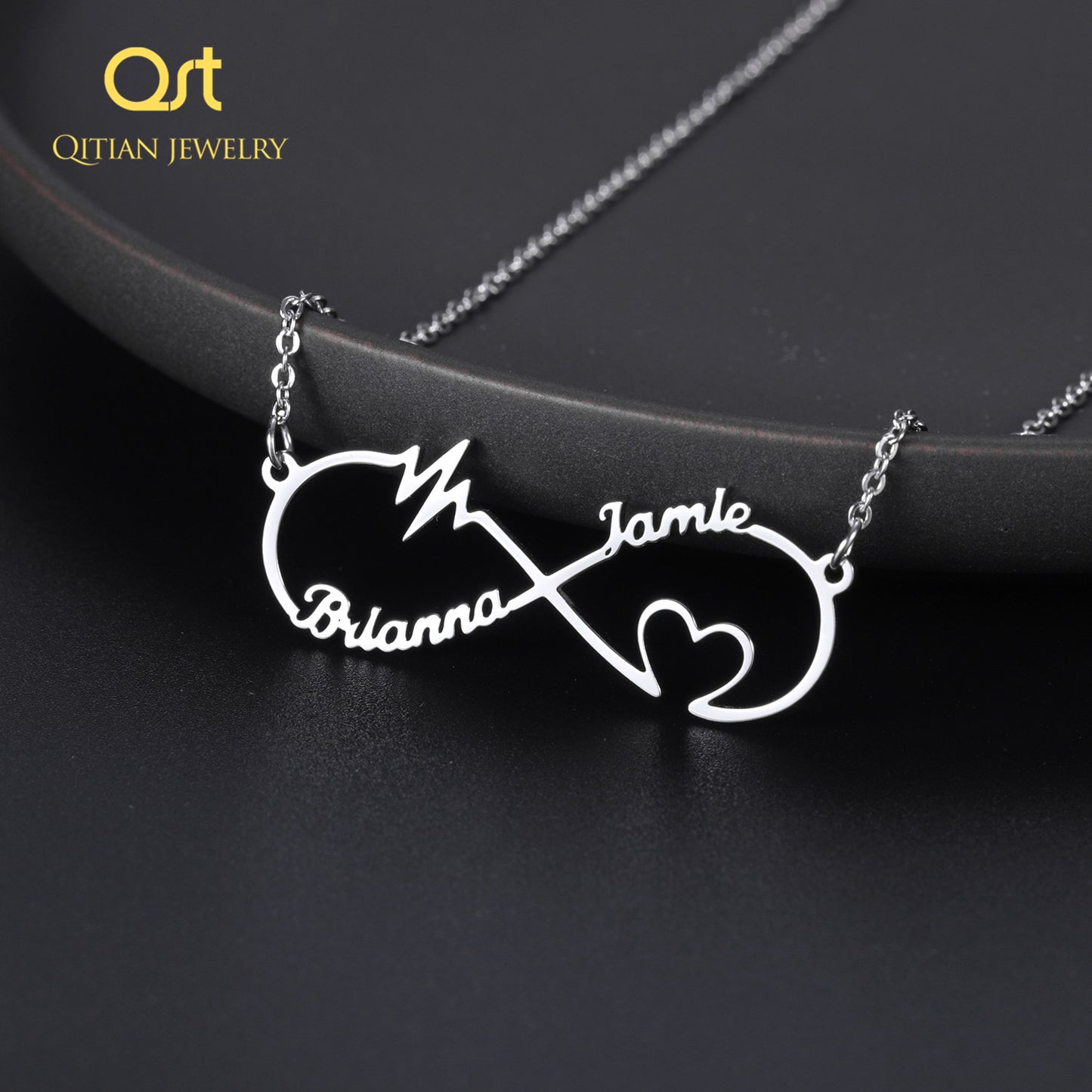 Infinite Loop ECG Love Name Necklace