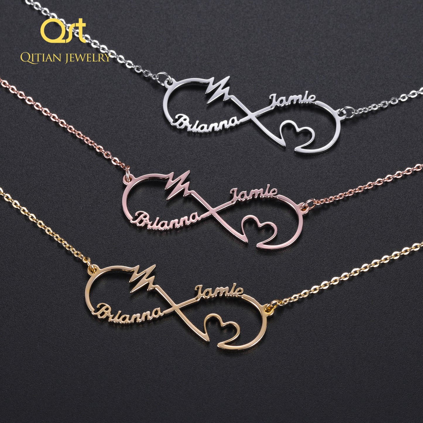 Infinite Loop ECG Love Name Necklace