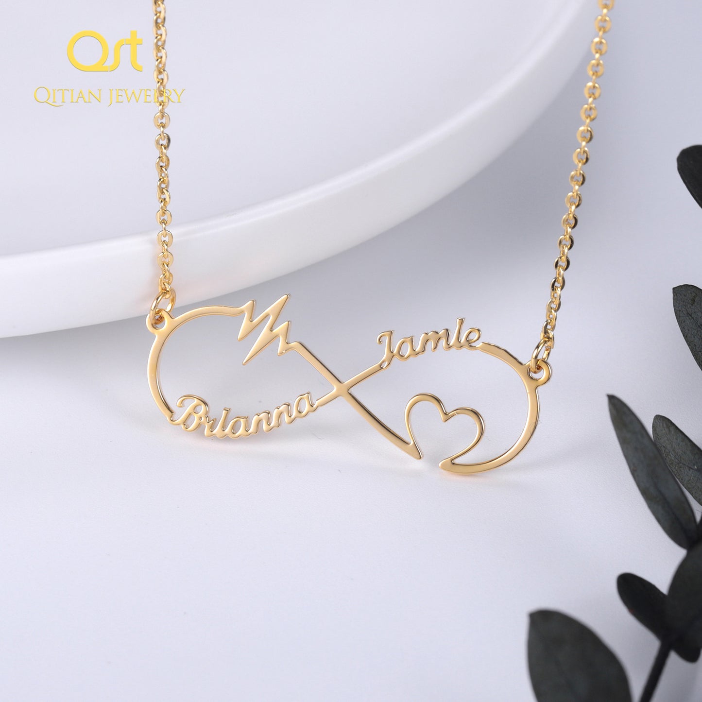 Infinite Loop ECG Love Name Necklace