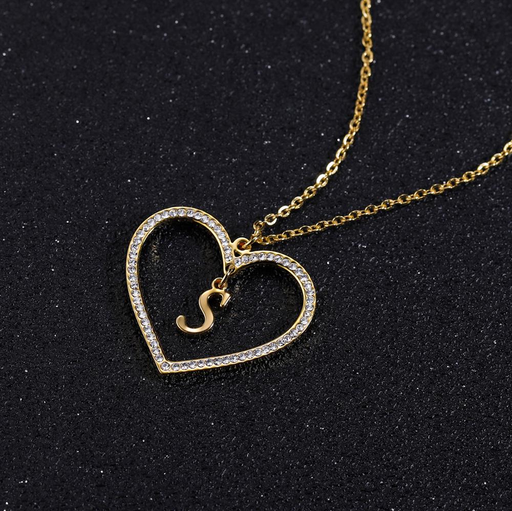 Pendentif en cristal de coeur d'amour de couleur or romantique QN1101