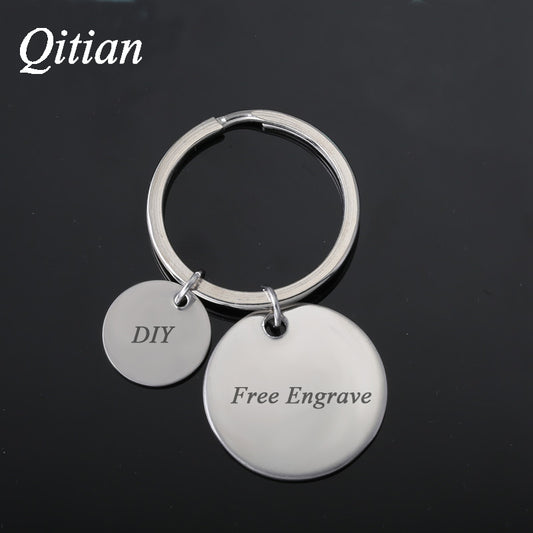 Engraved Name Round Key Chains