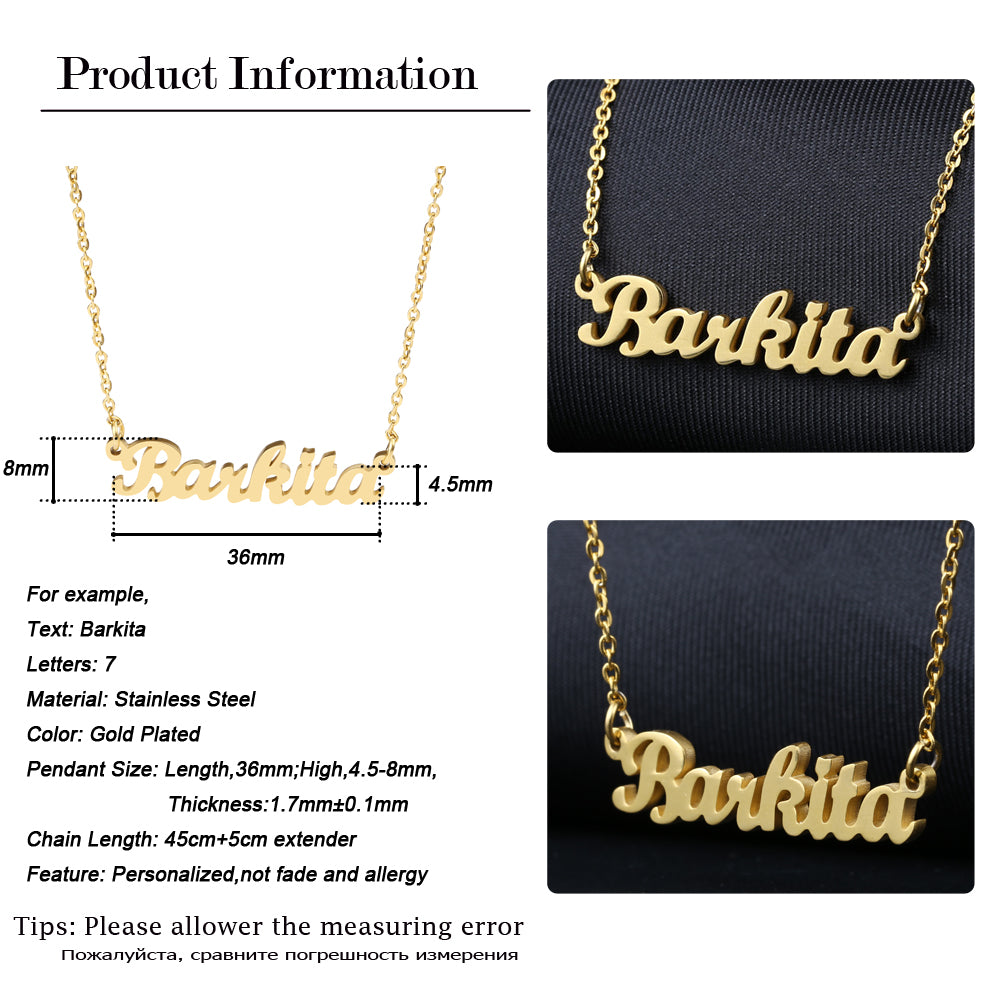 Gold Color Stainless Steel Name Necklace
