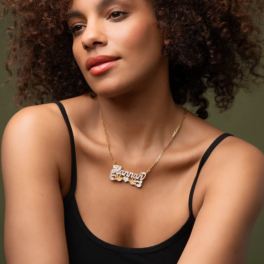 DOUBLE PLATED LOVE BIRD NAME NECKLACE QN888