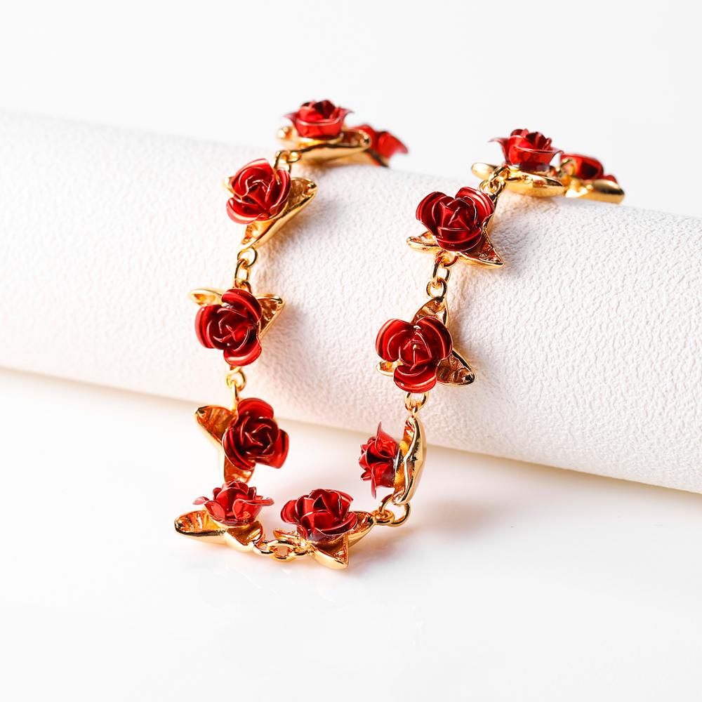 Red Rose Flowers Bracelet