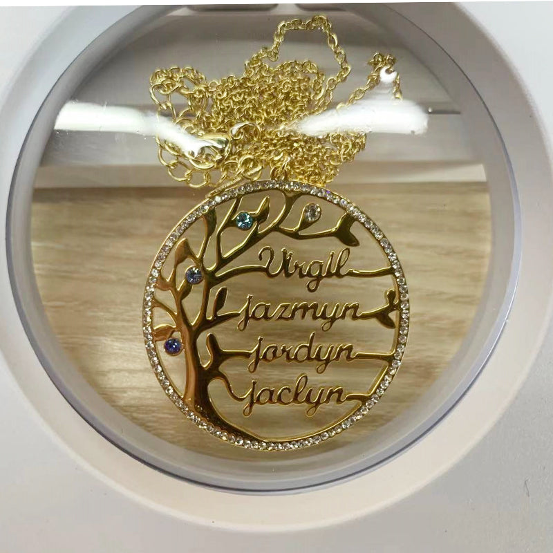Birthstone Family Tree Crystal Necklace QN307
