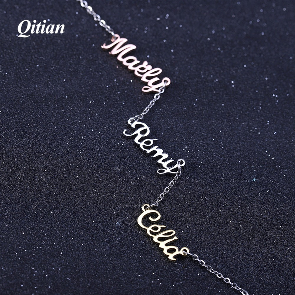 Three Names Custom Different Color Necklace