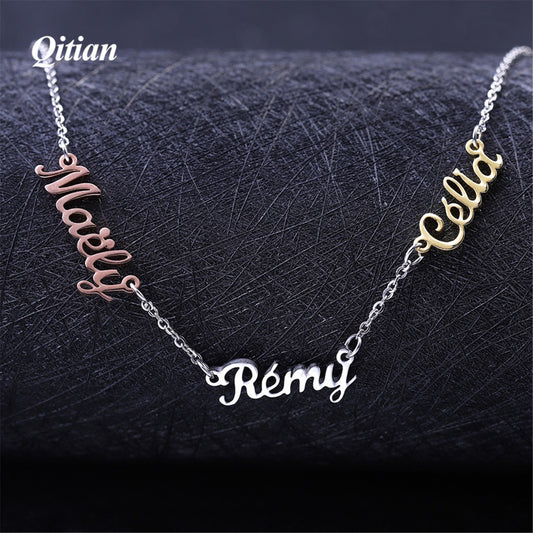 Three Names Custom Different Color Necklace