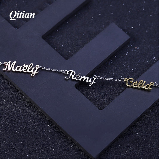 Three Names Custom Different Color Necklace