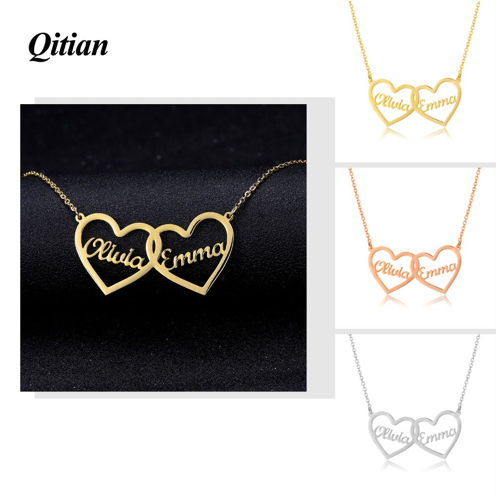 Two Hearts Custom Necklaces QN310