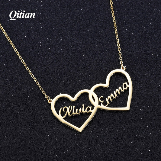 Kundenspezifische Halsketten mit zwei Herzen QN310
