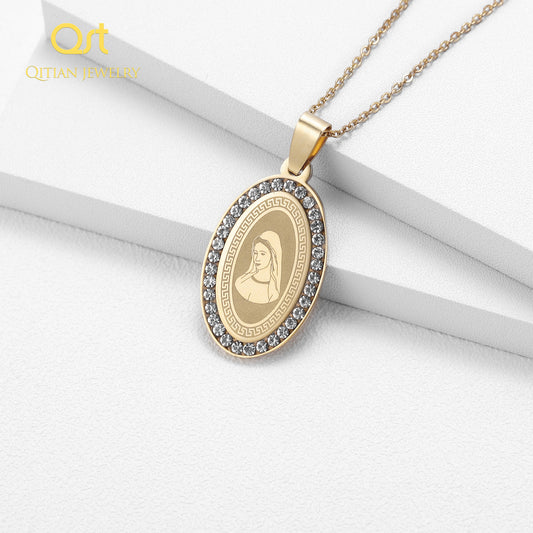 Marie Gold Color Iced Out Pendant QN728