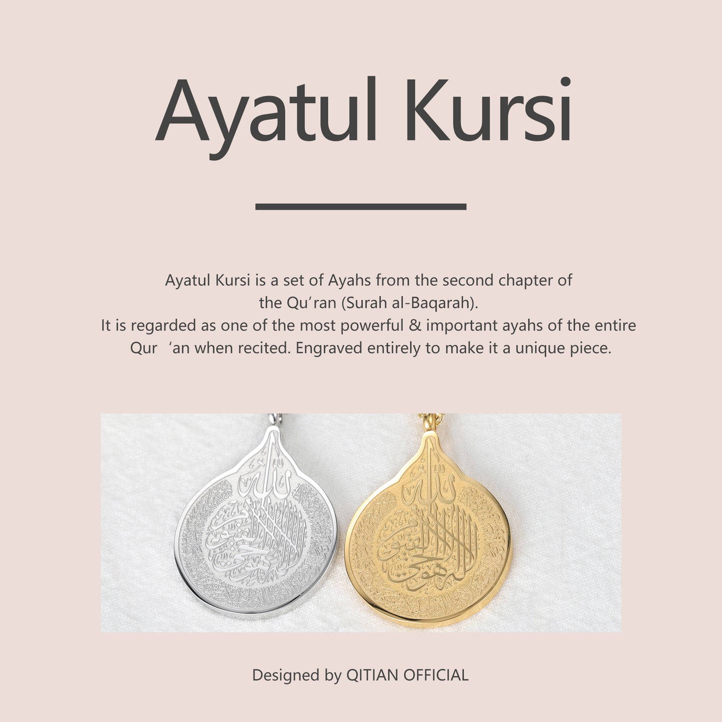 Islamic Calligraphy Drop-Shaped Necklace SN254