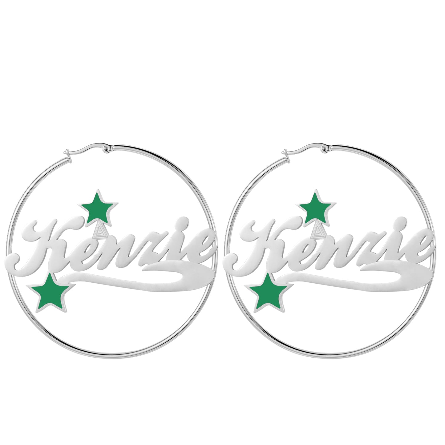Boucles d'oreilles créoles avec nom d'étoile de Noël QE994