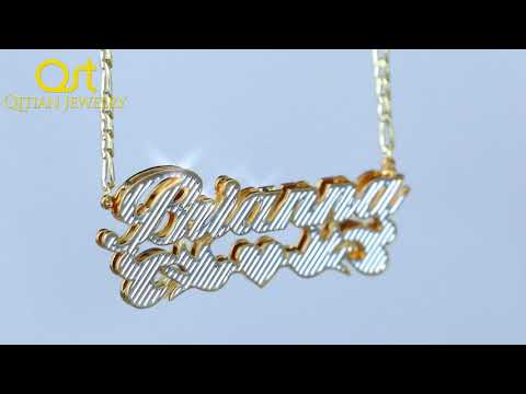 Zweifarbige Namenskette mit doppelter Platte QN431