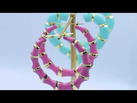 Colorful Heart Bamboo Earrings QE419