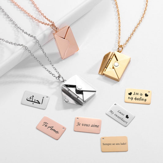 Envelope Custom Text Necklace XF001-N