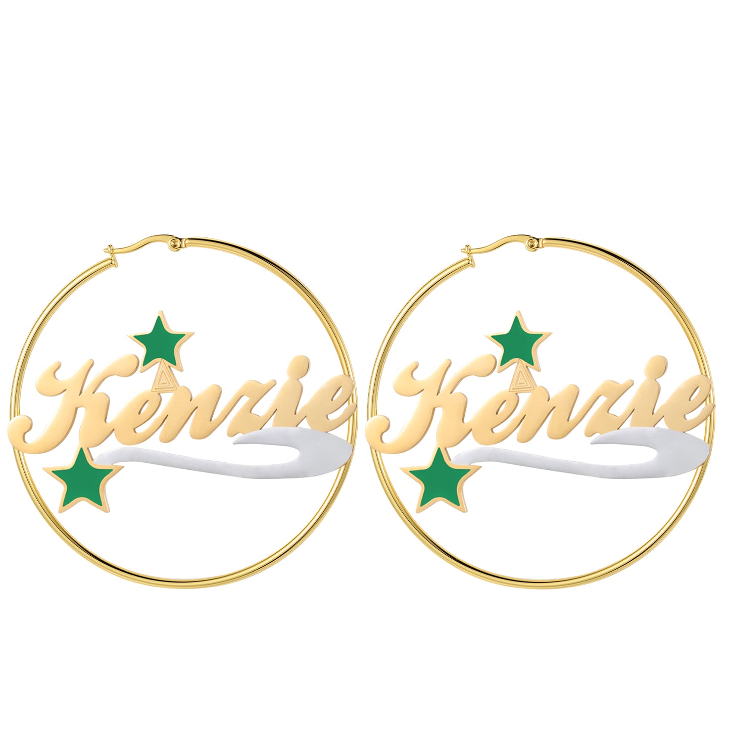 Boucles d'oreilles créoles avec nom d'étoile de Noël QE994