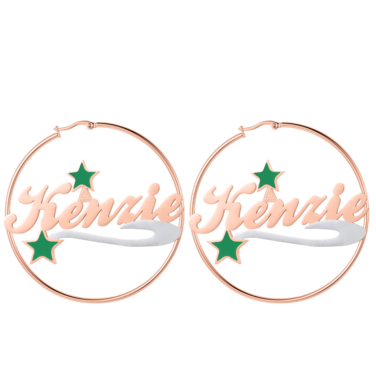 Boucles d'oreilles créoles avec nom d'étoile de Noël QE994