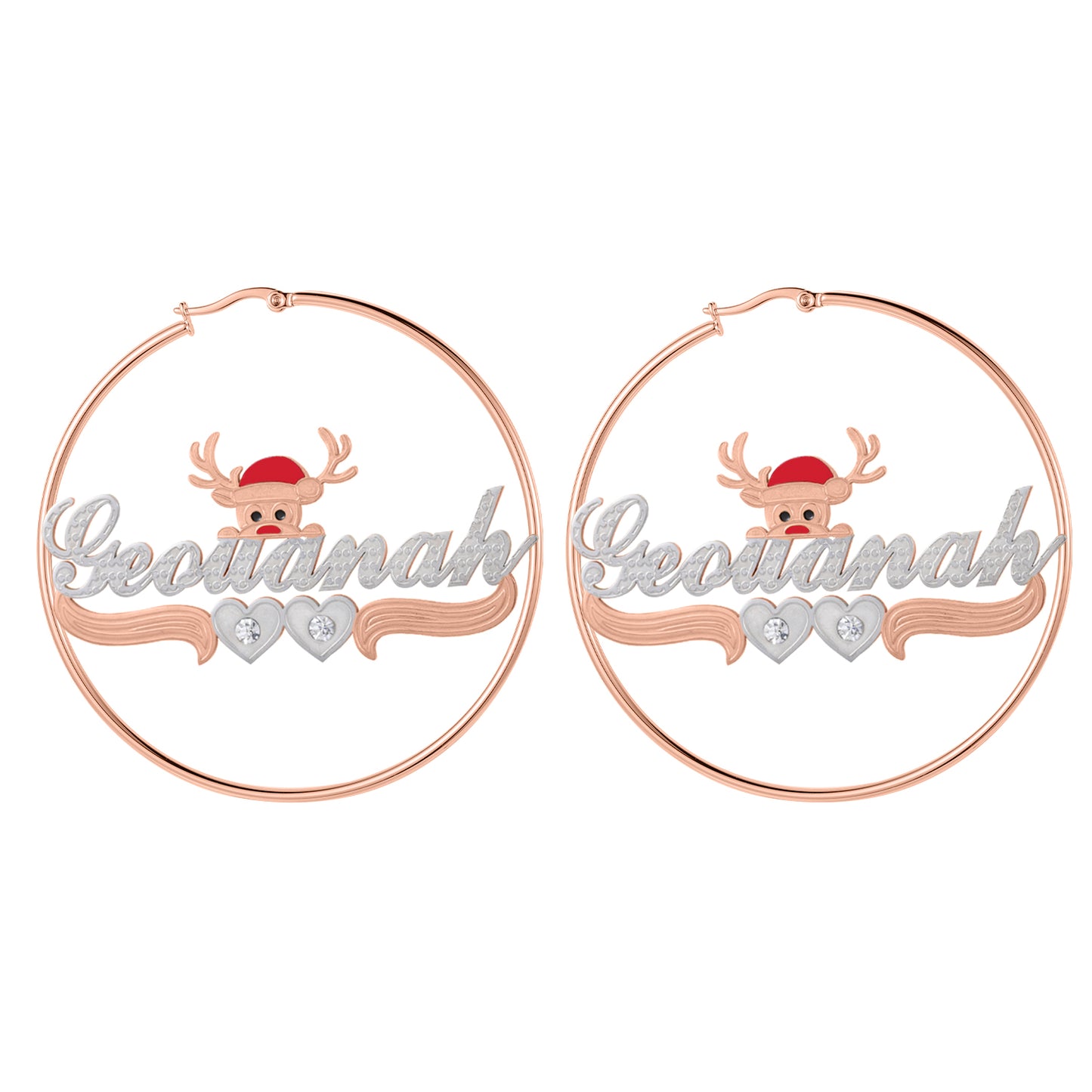 Christmas Elk Name Hoop Earrings QE999