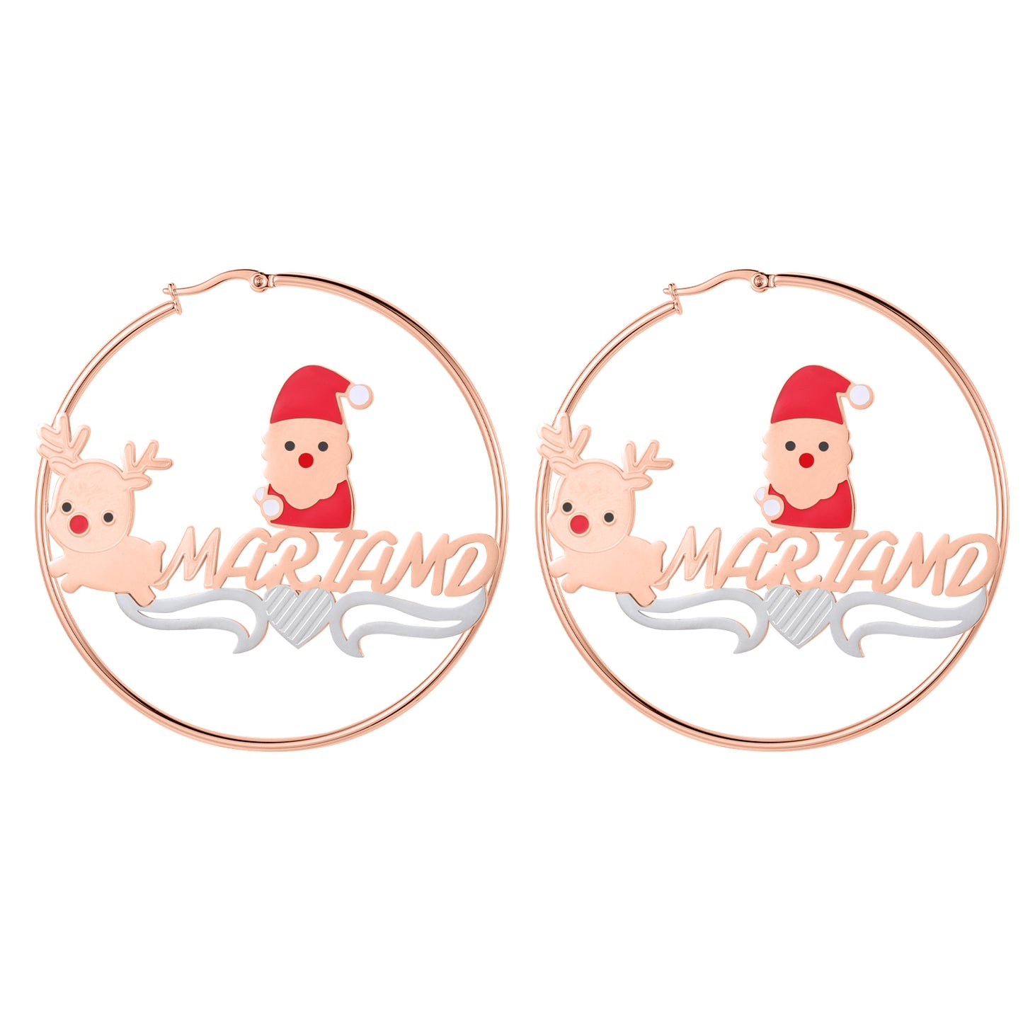 Christmas Santa Claus Name Hoop Earrings QE1000