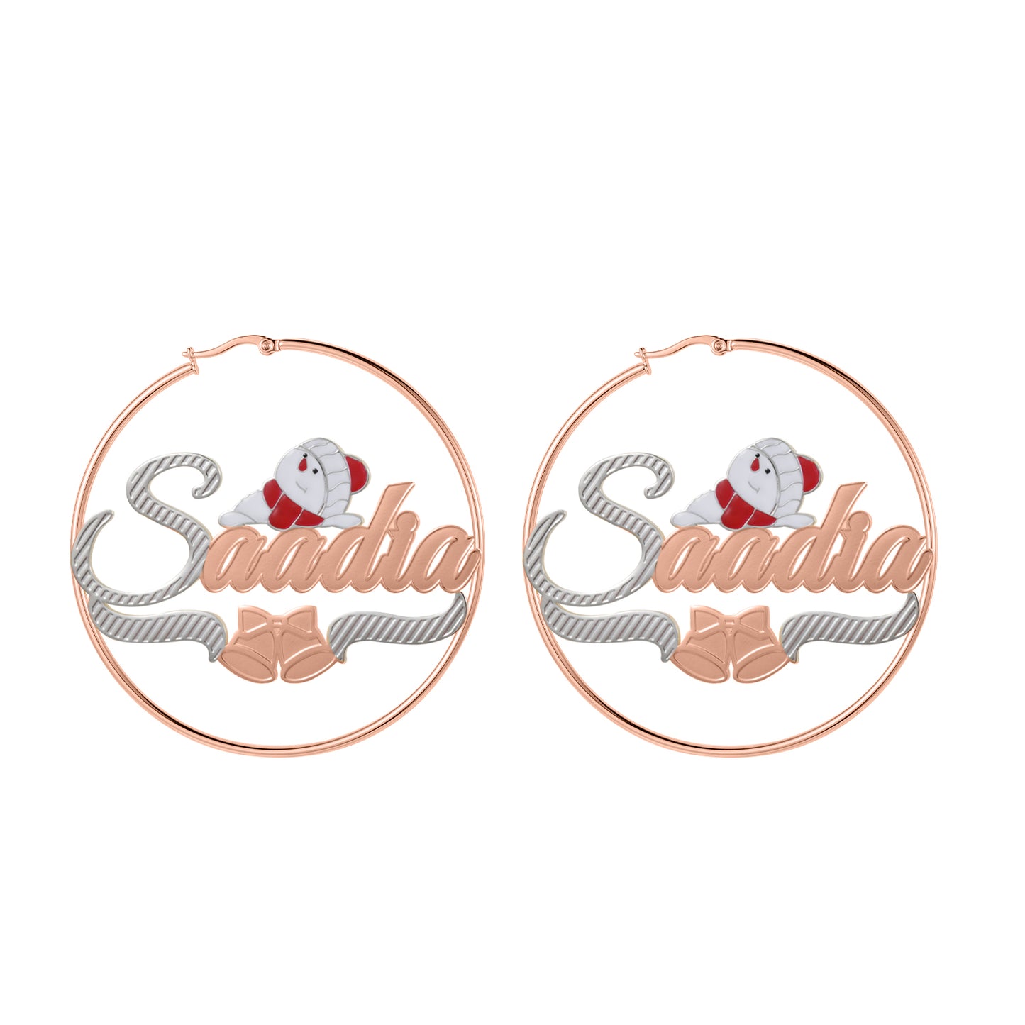 Christmas Santa Claus Name Hoop Earrings QE990