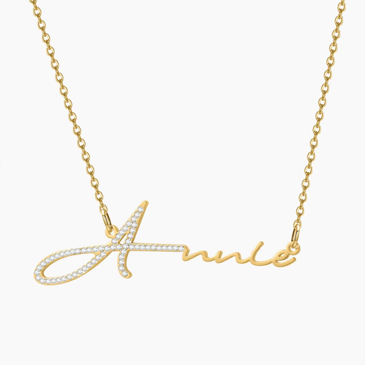 Personalized Signature Dainty Diamond Name Necklace - QN0712