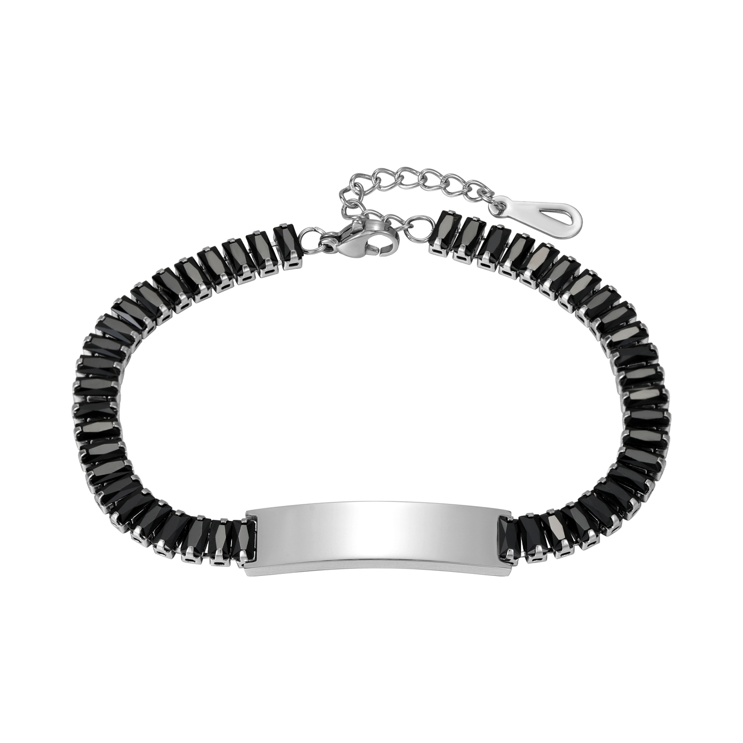 Customize Surface Laser Engraved Name Logo Couple Inlaid Zircon Bracelet - CB3567