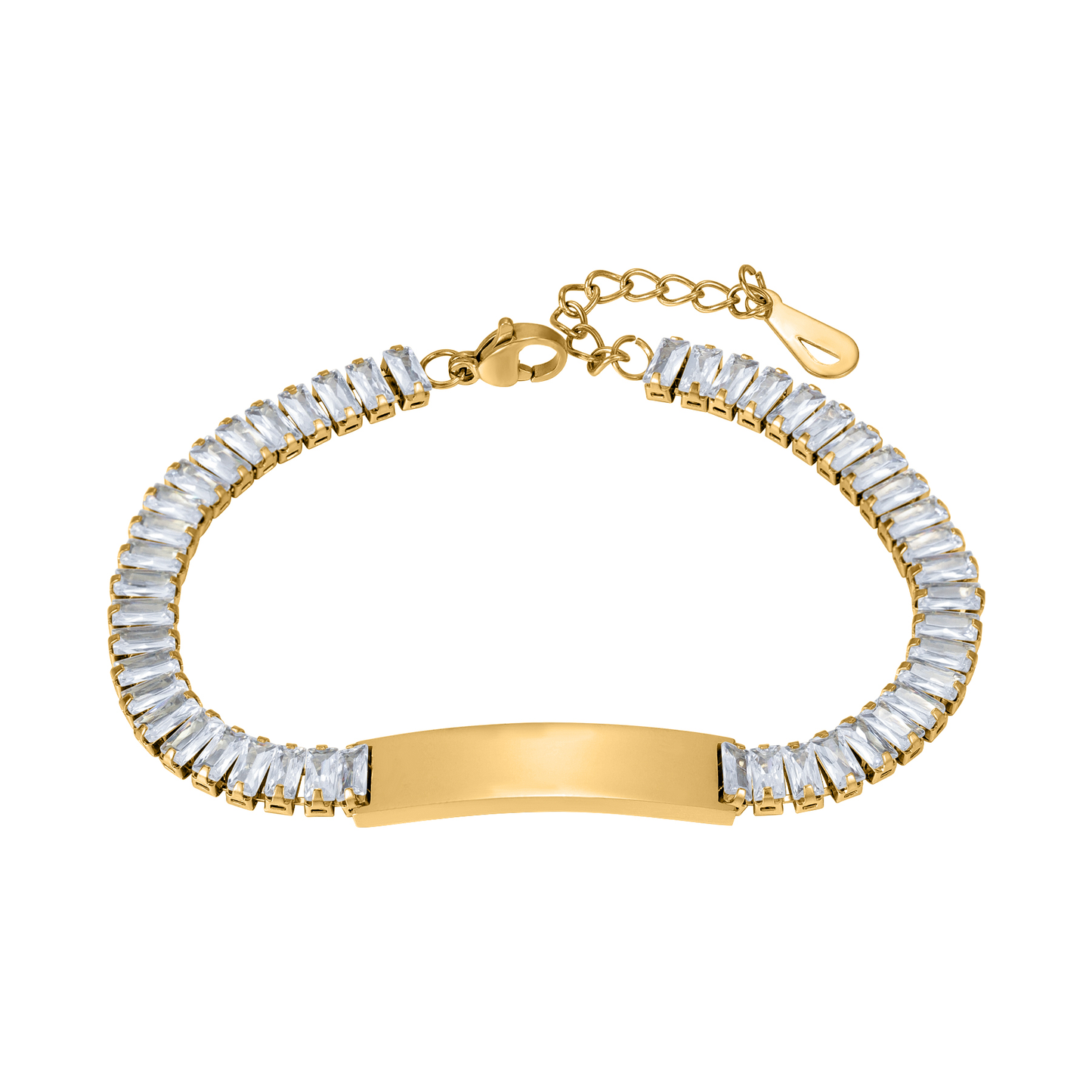 Customize Surface Laser Engraved Name Logo Couple Inlaid Zircon Bracelet - CB3567