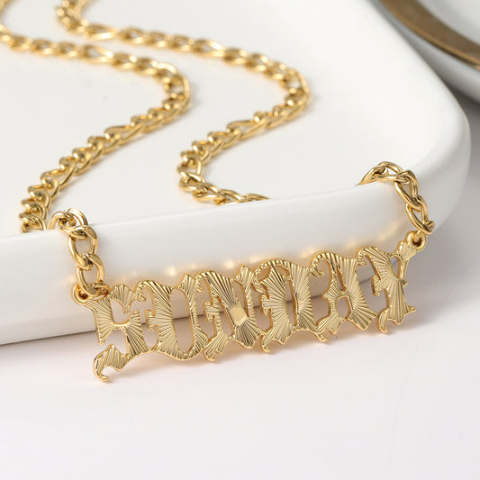 Custom Name Necklace With Texture QFN3142