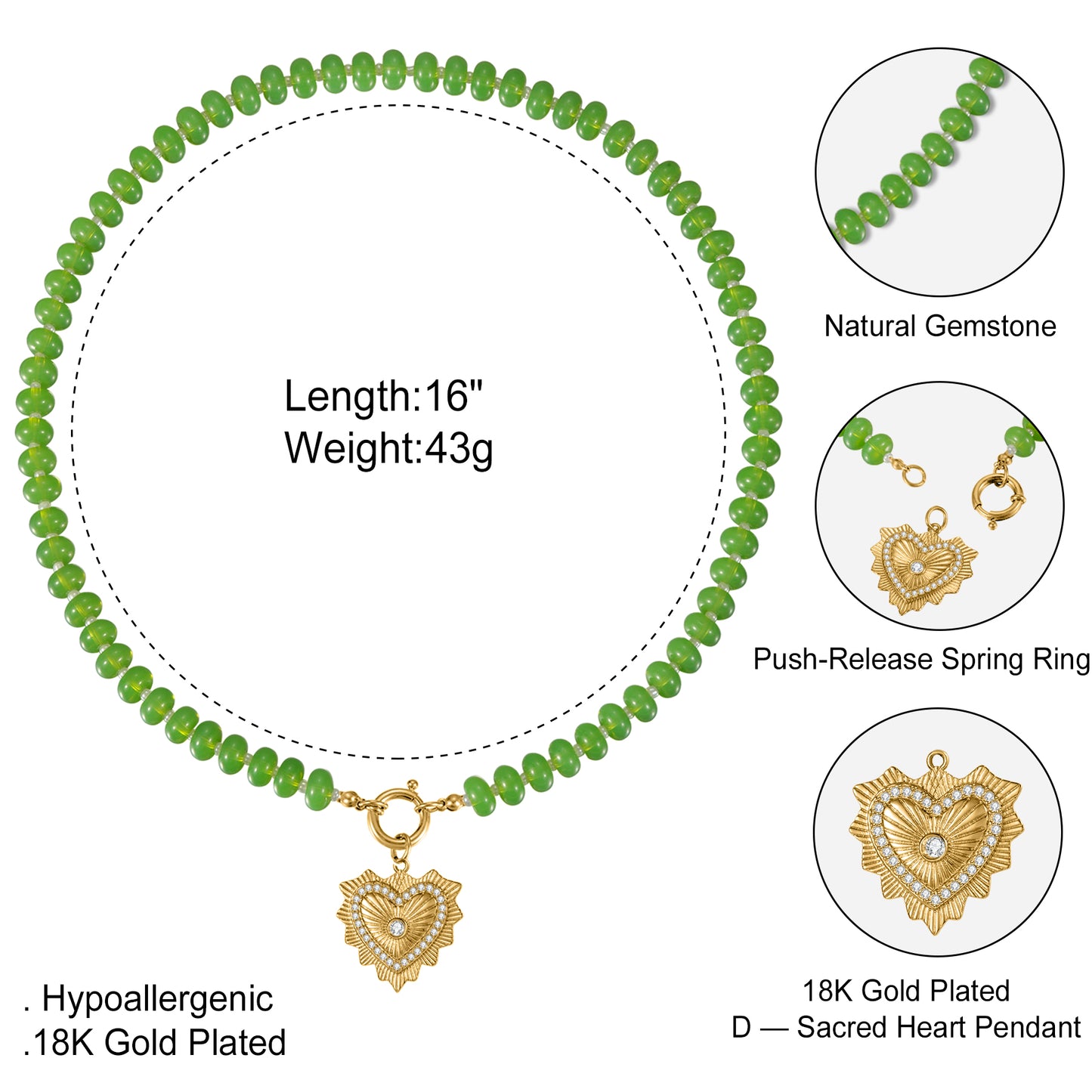 Natural Stone Beaded Necklace with Custom Pendant Style, Bohemian Jewelry-SSN3700