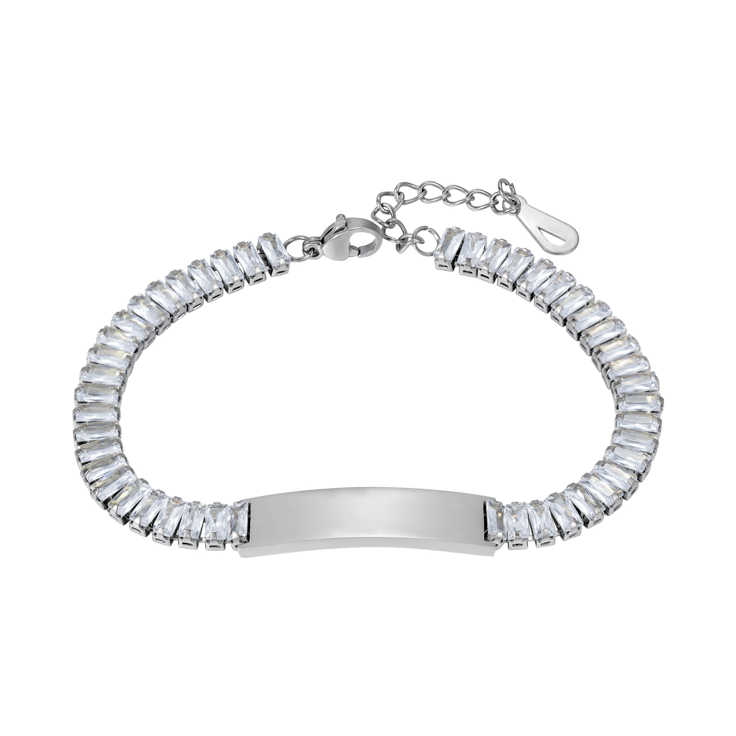 Customize Surface Laser Engraved Name Logo Couple Inlaid Zircon Bracelet - CB3567