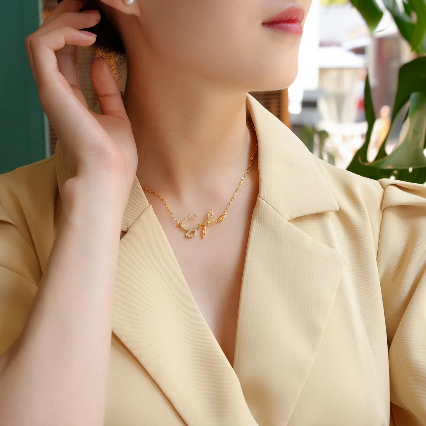 Personalized Signature Dainty Diamond Name Necklace - QN0712