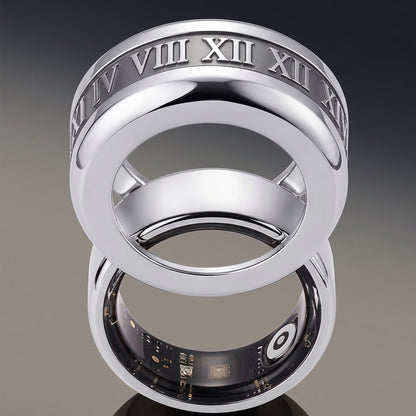 > Roman Numeral Ring Cover for Oura Ring – Custom Silver Decorative Smart Ring Sleeve-SSR3840