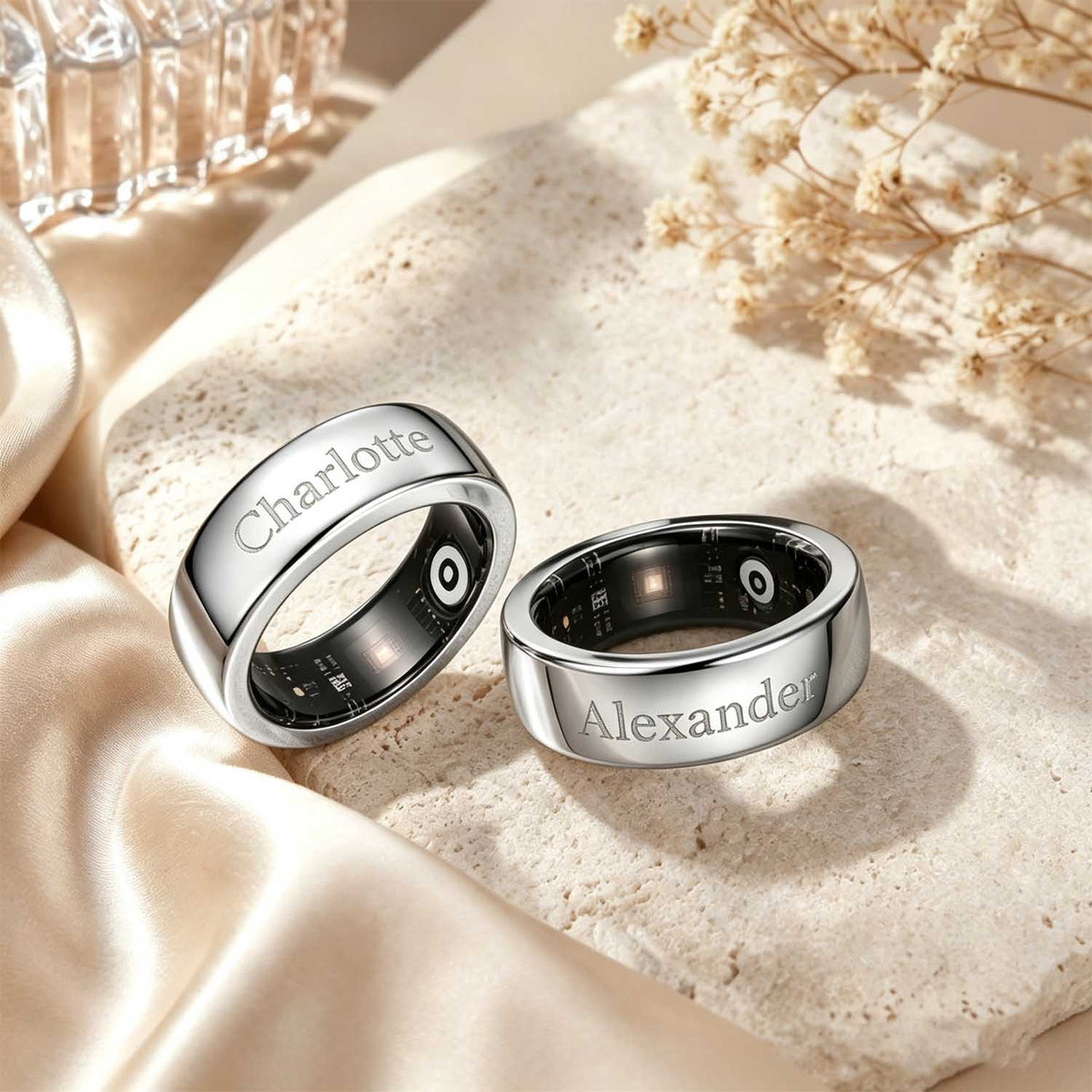 Custom Diamond Name Ring Cover – Personalized Smart Ring Protector for Oura Ring 5 & 4-SSR3839