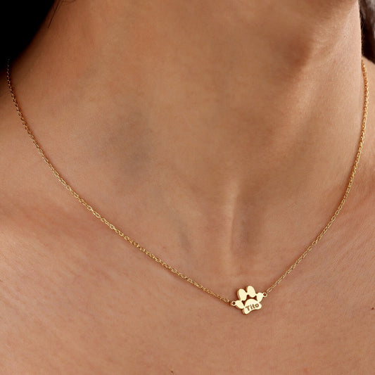 Women's Personalized Engraved Pet Paw Necklace CDN0889