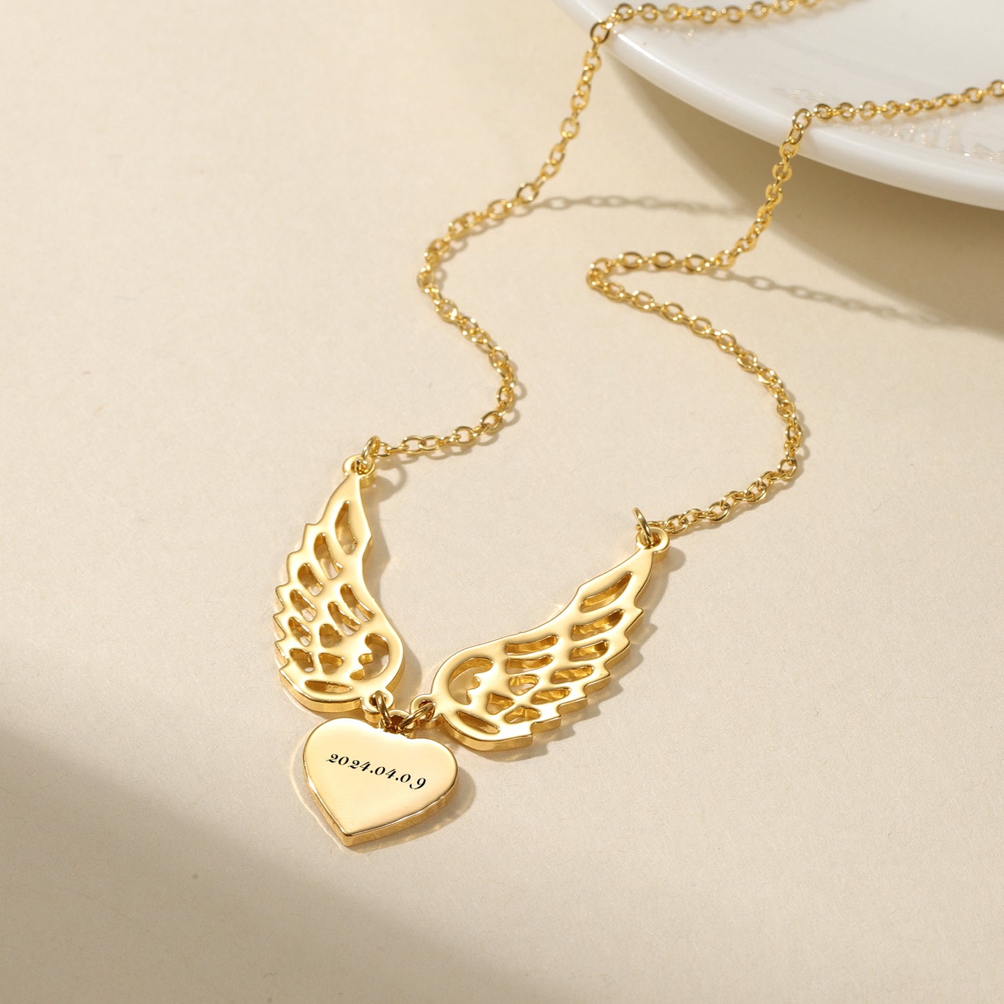 Engrave Name Heart Angel Pendant QN-N8695