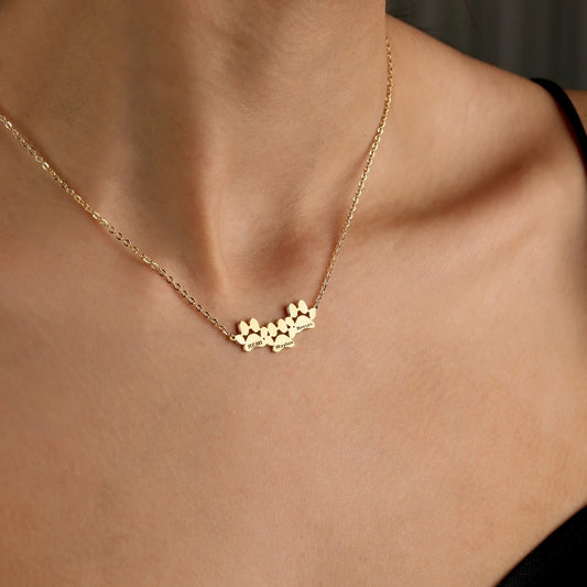 Women's Personalized Engraved Pet Paw Necklace CDN0889