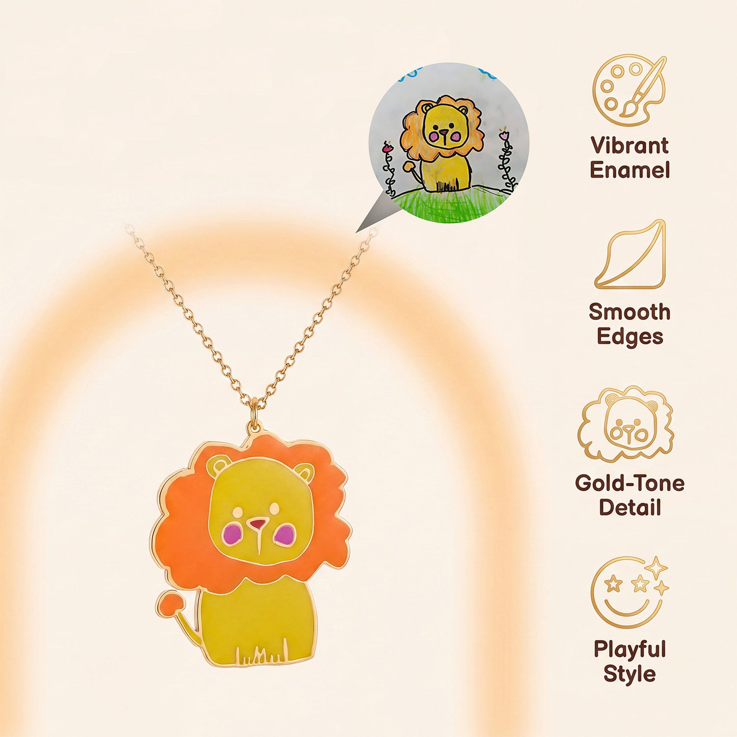 Custom Kids Drawing Enamel Necklace Personalized Artwork Pendant For Mother's Day Gift -SSN3790